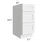 RTA Southport White Shaker 15" 3-Drawer Base Cabinet