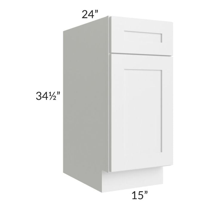 RTA Southport White Shaker 15" Base Cabinet with 2 Decorative End Panels and 2 Roll Out Trays