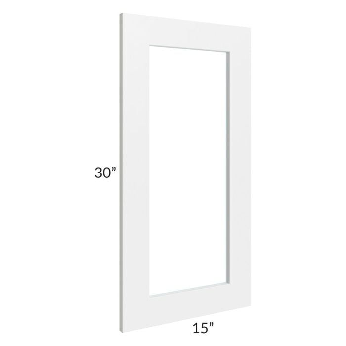 RTA Southport White Shaker 15" x 30" Glass Door Only (can be used with a 24" x 30" corner cabinet)