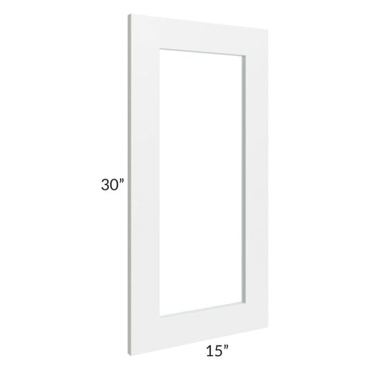 RTA Southport White Shaker 15" x 30" Glass Door Only (can be used with a 24" x 30" corner cabinet)