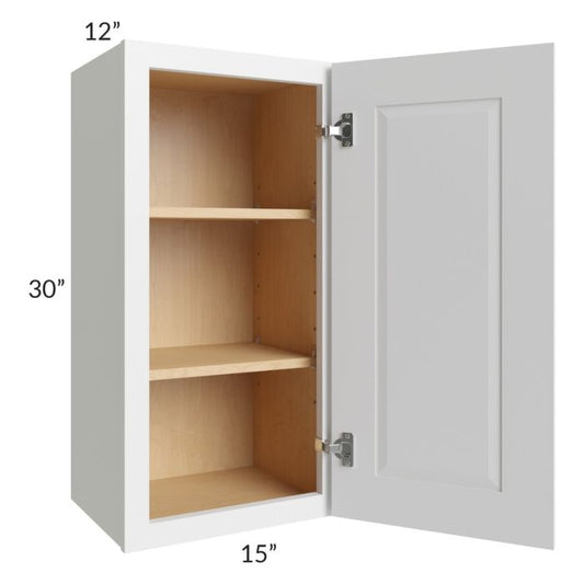 RTA Southport White Shaker 15" x 30" Wall Cabinet with Glass Door