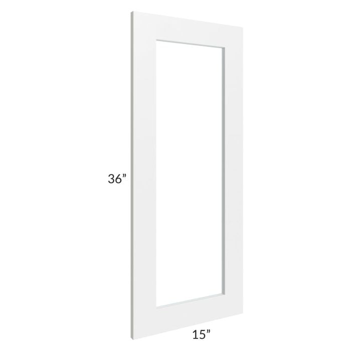 RTA Southport White Shaker 15" x 36" Glass Door Only (can be used with a 24" x 36" corner cabinet)