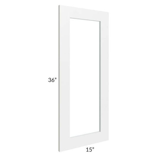 RTA Southport White Shaker 15" x 36" Glass Door Only (can be used with a 24" x 36" corner cabinet)