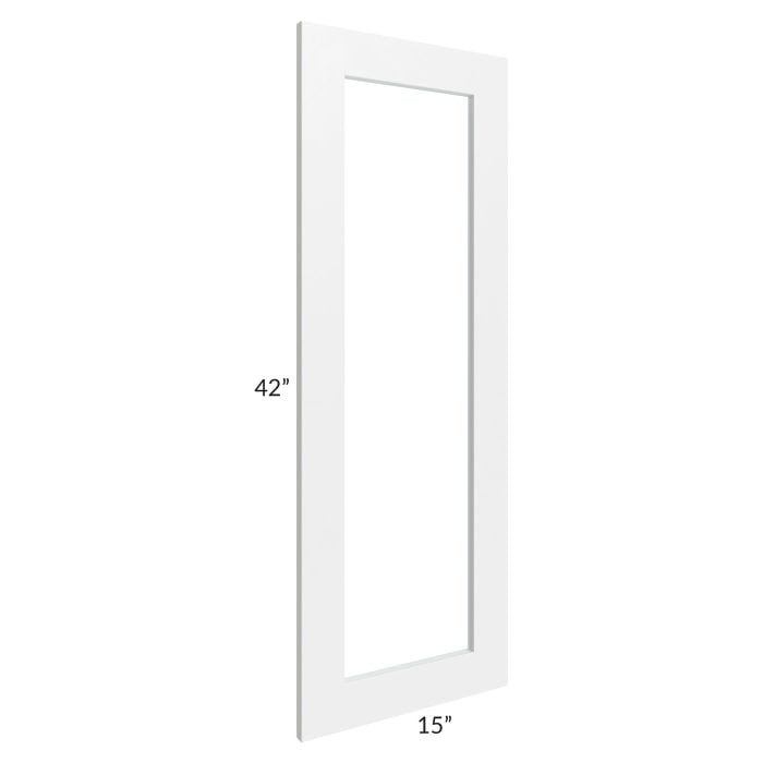 RTA Southport White Shaker 15" x 42" Glass Door Only (can be used with a 24" x 42" corner cabinet)