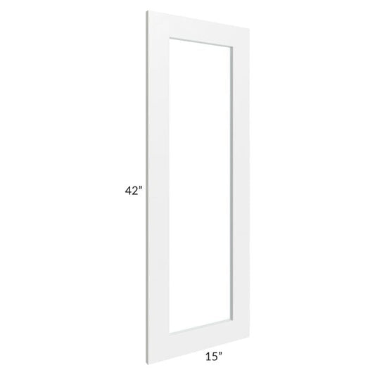 RTA Southport White Shaker 15" x 42" Glass Door Only (can be used with a 24" x 42" corner cabinet)