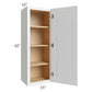 RTA Southport White Shaker 15" x 42" Wall Cabinet with 2 Decorative End Panels and Glass Door