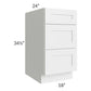RTA Southport White Shaker 18" 3-Drawer Base Cabinet with 2 Decorative End Panels