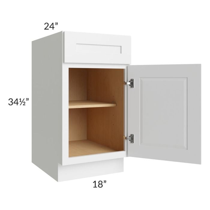 RTA Southport White Shaker 18" Base Cabinet with Trash Can Insert