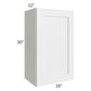 RTA Southport White Shaker 18" x 30" Wall Cabinet with 1 Decorative End Panel and Glass Door