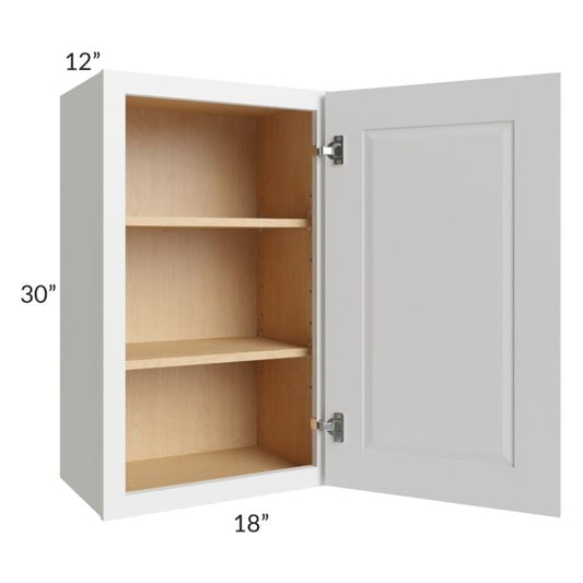 RTA Southport White Shaker 18" x 30" Wall Cabinet with 2 Decorative End Panels and Glass Door
