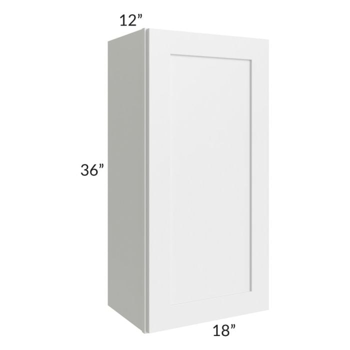 RTA Southport White Shaker 18" x 36" Wall Cabinet with 1 Decorative End Panel and Glass Door