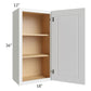RTA Southport White Shaker 18" x 36" Wall Cabinet with 1 Decorative End Panel and Glass Door