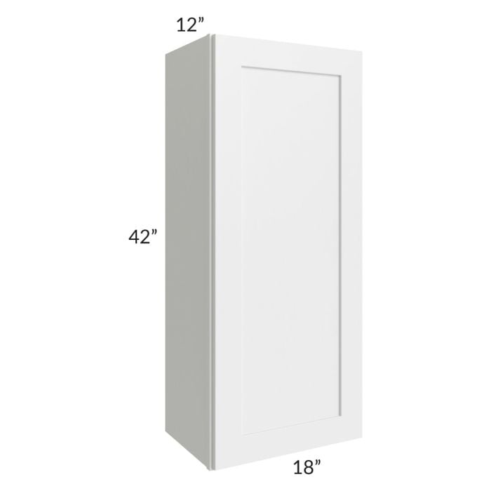 RTA Southport White Shaker 18" x 42" Wall Cabinet with Glass Door
