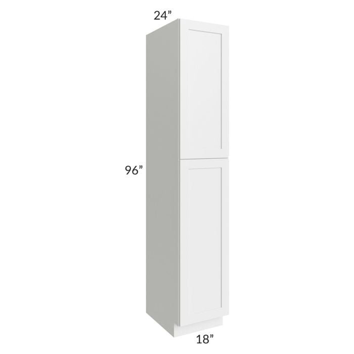 RTA Southport White Shaker 18" x 96" Wall Pantry with 1 Side Decorative End Paneland 3 Roll Out Trays