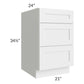 RTA Southport White Shaker 21" 3-Drawer Base Cabinet with 2 Decorative End Panels