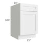 RTA Southport White Shaker 21" Base Cabinet with 1 Decorative End Panel