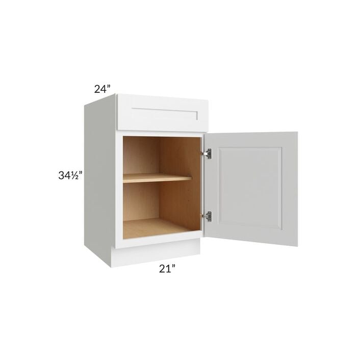 RTA Southport White Shaker 21" Base Cabinet with 2 Decorative End Panels