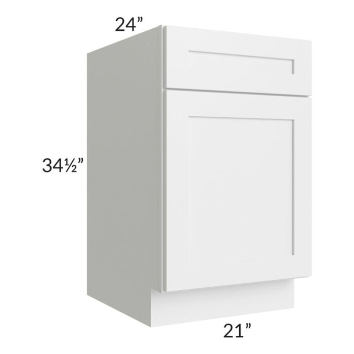 RTA Southport White Shaker 21" Base Cabinet with Utensil Drawer