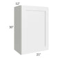 RTA Southport White Shaker 21" x 30" Wall Cabinet with 2 Decorative End Panels and Glass Door