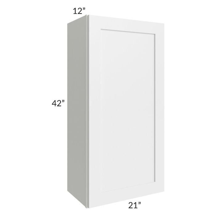 RTA Southport White Shaker 21" x 42" Wall Cabinet with 2 Decorative End Panels and Glass Door