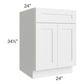 RTA Southport White Shaker 24" Sink Base Cabinet with 1 Decorative End Panel
