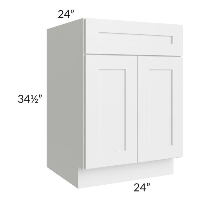 RTA Southport White Shaker 24" Sink Base Cabinet with 2 Decorative End Panels