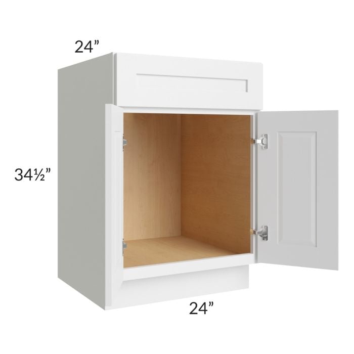 RTA Southport White Shaker 24" Sink Base Cabinet with 2 Decorative End Panels