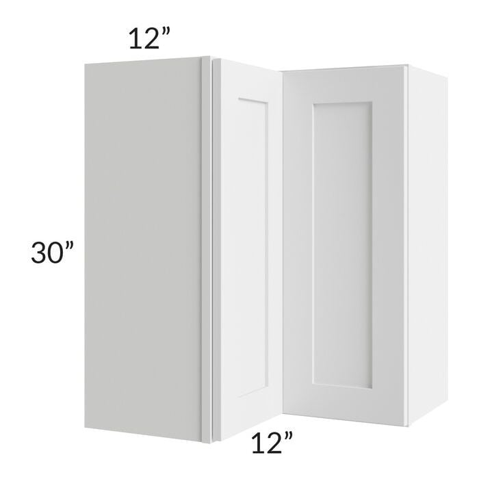 RTA Southport White Shaker 24" x 30" Easy Reach Corner Wall Cabinet with 1 Decorative End Panel