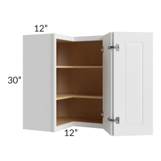 RTA Southport White Shaker 24" x 30" Easy Reach Corner Wall Cabinet with 1 Decorative End Panel