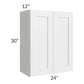 RTA Southport White Shaker 24" x 30" Wall Cabinet with 1 Decorative End Panel and Glass Door