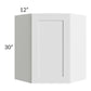 RTA Southport White Shaker 24" x 30" Wall Diagonal Corner Cabinet with 1 Decorative End Panel and Glass Door