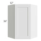 RTA Southport White Shaker 24" x 36" Wall Diagonal Corner Cabinet
