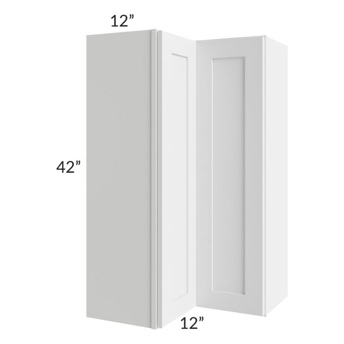 RTA Southport White Shaker 24" x 42" Easy Reach Corner Wall Cabinet with 1 Decorative End Panel