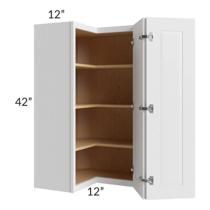 RTA Southport White Shaker 24" x 42" Easy Reach Corner Wall Cabinet with 2 Decorative End Panels