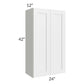 RTA Southport White Shaker 24" x 42" Wall Cabinet with 2 Decorative End Panels