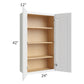 RTA Southport White Shaker 24" x 42" Wall Cabinet with 2 Decorative End Panels