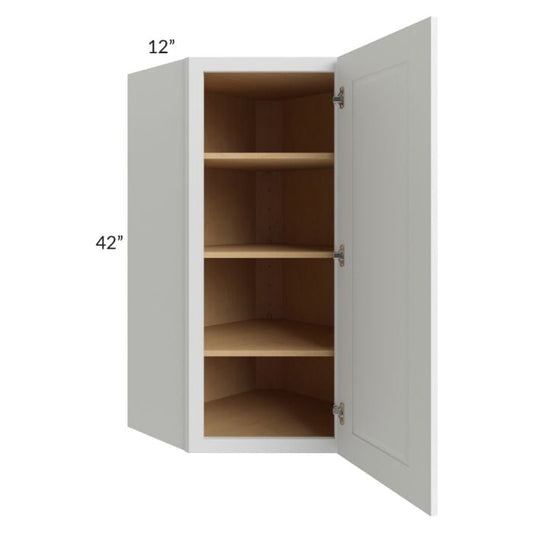 RTA Southport White Shaker 24" x 42" Wall Diagonal Corner Cabinet with 1 Decorative End Panel and Glass Door
