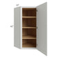 RTA Southport White Shaker 24" x 42" Wall Diagonal Corner Cabinet with 2 Decorative End Panels and Glass Door