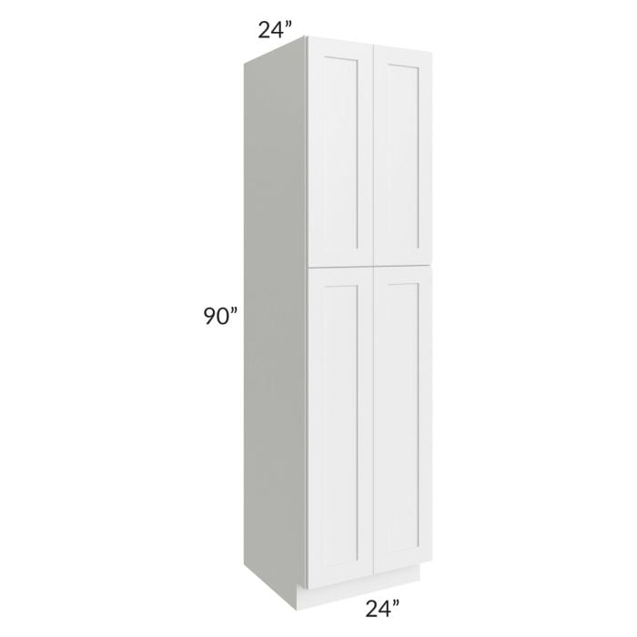 RTA Southport White Shaker 24" x 90" Wall Pantry with 1 Side Decorative End Panel and 4 Roll Out Trays