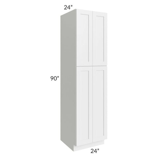 RTA Southport White Shaker 24" x 90" Wall Pantry with 2 Sides Decorative End Panels and 3 Roll Out Trays