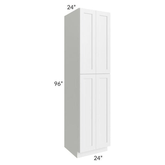 RTA Southport White Shaker 24" x 96" Wall Pantry with 1 Side Decorative End Paneland 3 Roll Out Trays