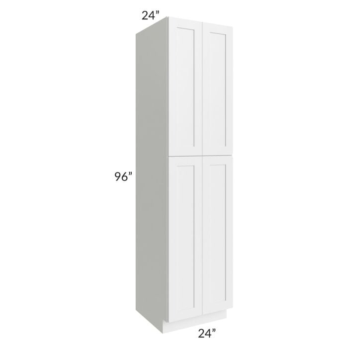 RTA Southport White Shaker 24" x 96" Wall Pantry with 4 Roll Out Trays