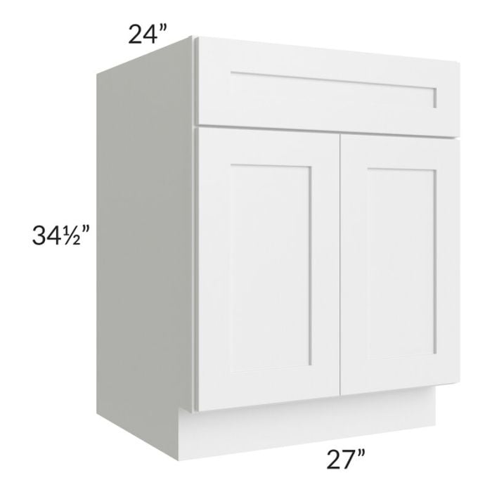 RTA Southport White Shaker 27" Base Cabinet with 1 Decorative End Panel and 1 Roll Out Tray