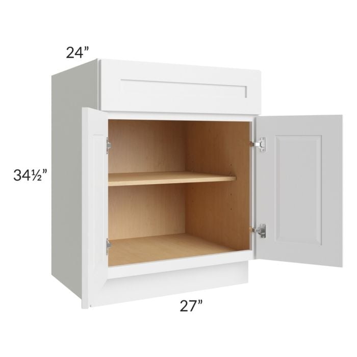 RTA Southport White Shaker 27" Base Cabinet with 1 Decorative End Panel