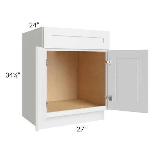 RTA Southport White Shaker 27" Sink Base Cabinet with 1 Decorative End Panel