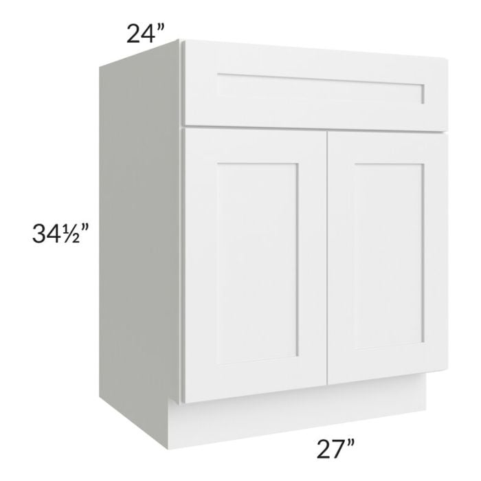 RTA Southport White Shaker 27" Sink Base Cabinet with 2 Decorative End Panels