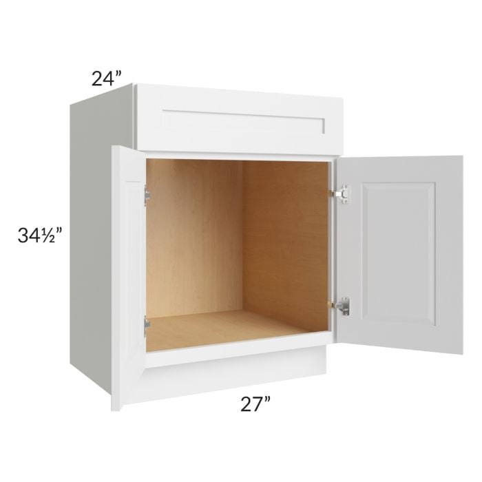 RTA Southport White Shaker 27" Sink Base Cabinet with 2 Decorative End Panels