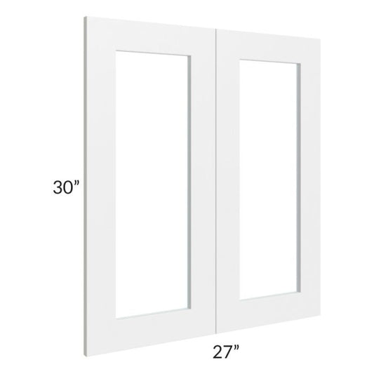 RTA Southport White Shaker 27" x 30" Glass Doors Only