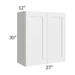 RTA Southport White Shaker 27" x 30" Wall Cabinet with 1 Decorative End Panel and Glass Door