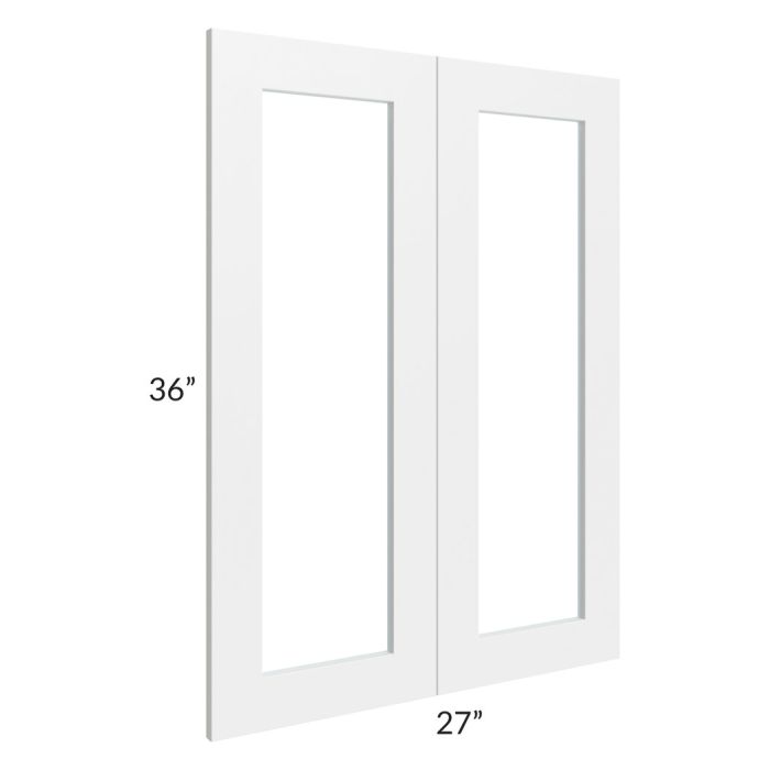 RTA Southport White Shaker 27" x 36" Glass Doors Only